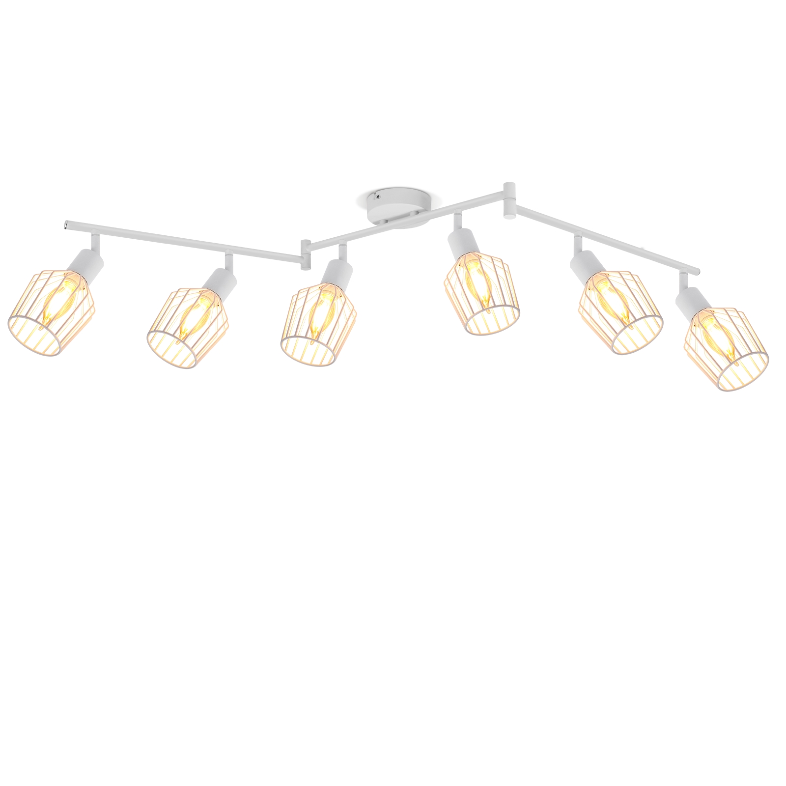 NETTLIFE - kattovalaisin 6 E14- lamppua, retrotyylinen kattokohdevalo, valkoinen, säädettävä, 350° LED