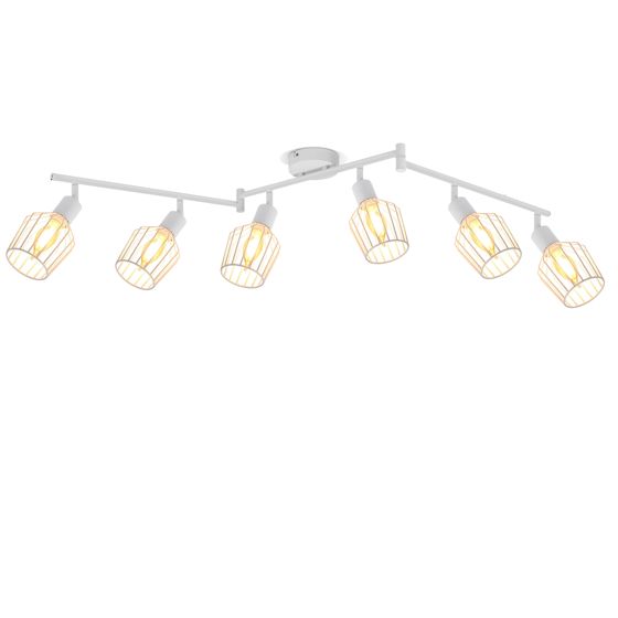 NETTLIFE - kattovalaisin 6 E14- lamppua, retrotyylinen kattokohdevalo, valkoinen, säädettävä, 350° LED