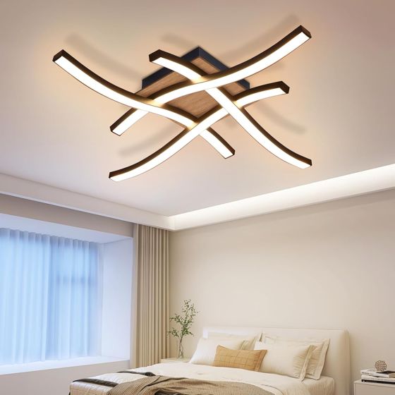NETTLIFE LED - kattovalaisin, 24W puu, 3000K, lämmin, valkoinen, moderni, muotoilu, musta, metalli