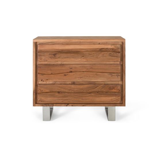 Akaasiapuusta ja metallista valmistettu lipasto