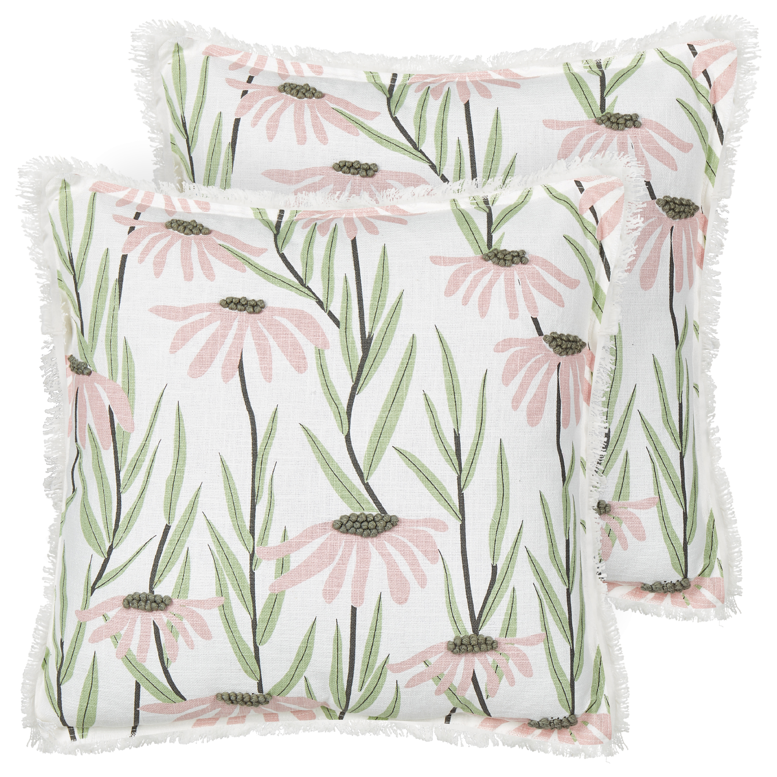 Koristetyynysetti 2 kpl GYNURA puuvilla 45 x 45 cm Monivärinen Kukkakuvio