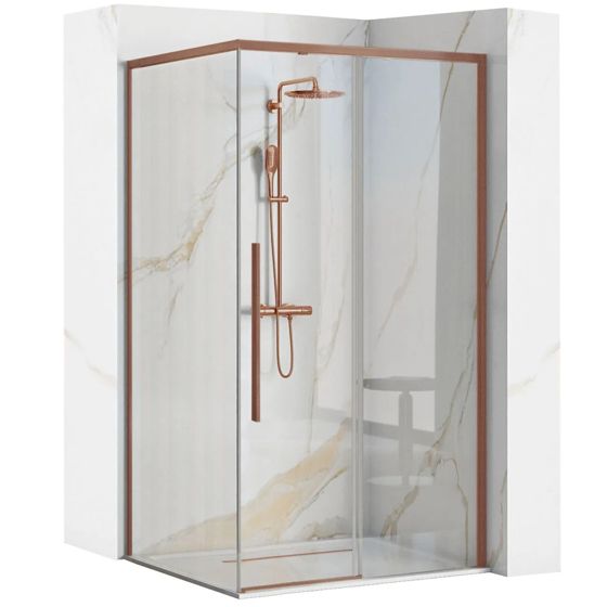 REA Suihkukaappi SOLAR 90X90 harjattu kupari, 89X88, 5X195CM
