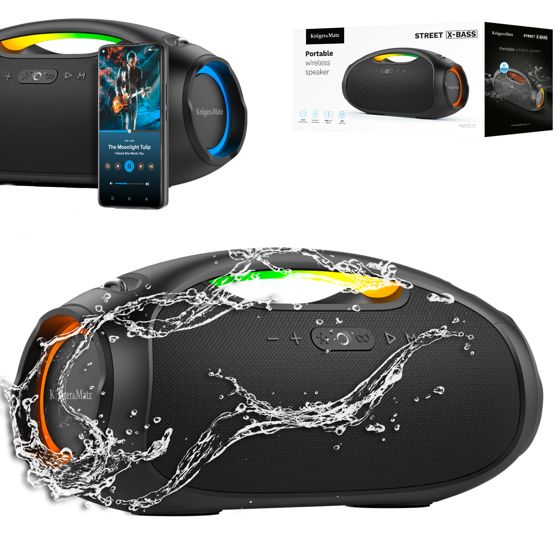 Kannettava vedenpitävä Bluetooth-kaiutin 60 W AUX Kruger&Matz Street X-BASS