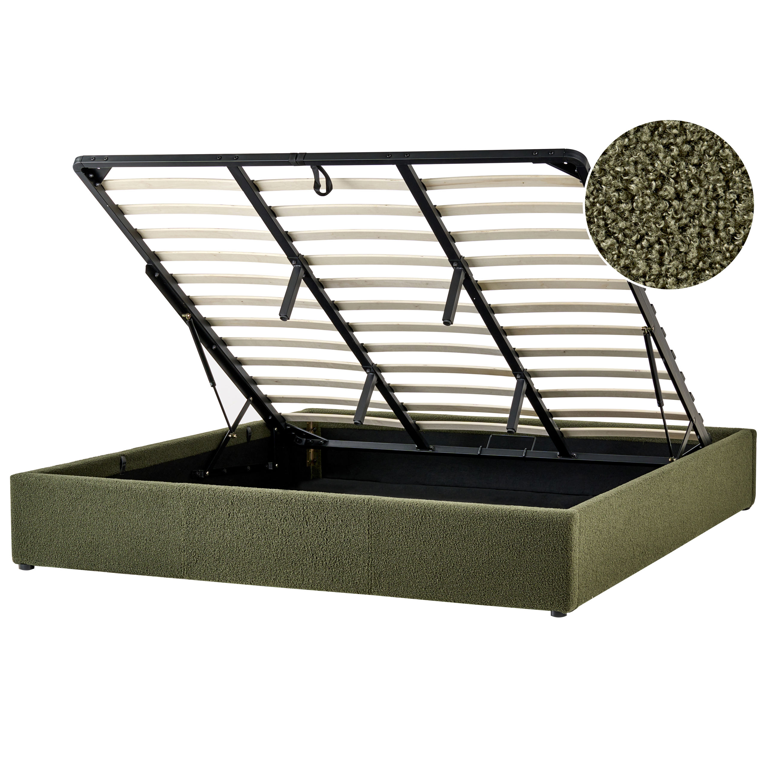 Sänky säilytystilalla buklee DINAN 180 x 200 cm Tummanvihreä