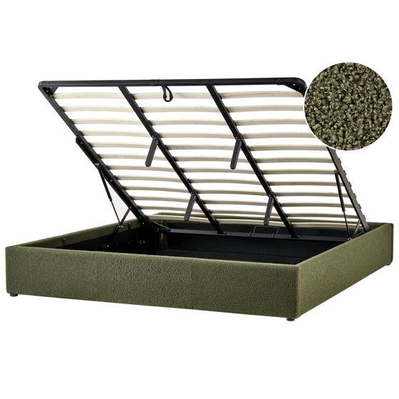 Sänky säilytystilalla buklee DINAN 180 x 200 cm Tummanvihreä