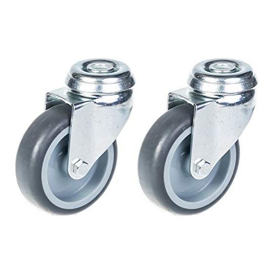 75mm 3" pyörä harmaalla kumirenkaalla, kääntyvä, 120kg kantavuus, 2 kpl:n sarja.