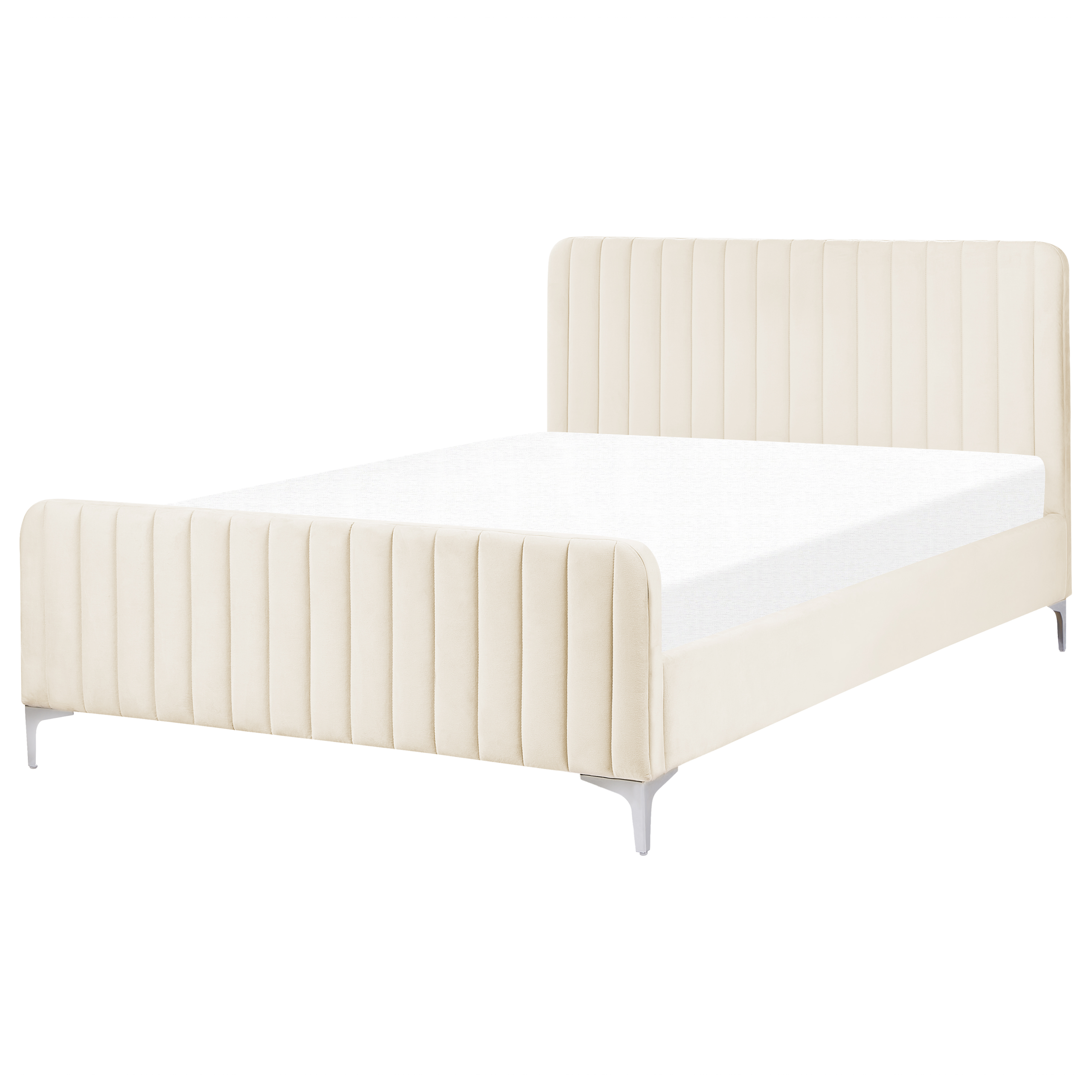 Sänky Sametti LUNAN 140 x 200 cm Vaaleanbeige