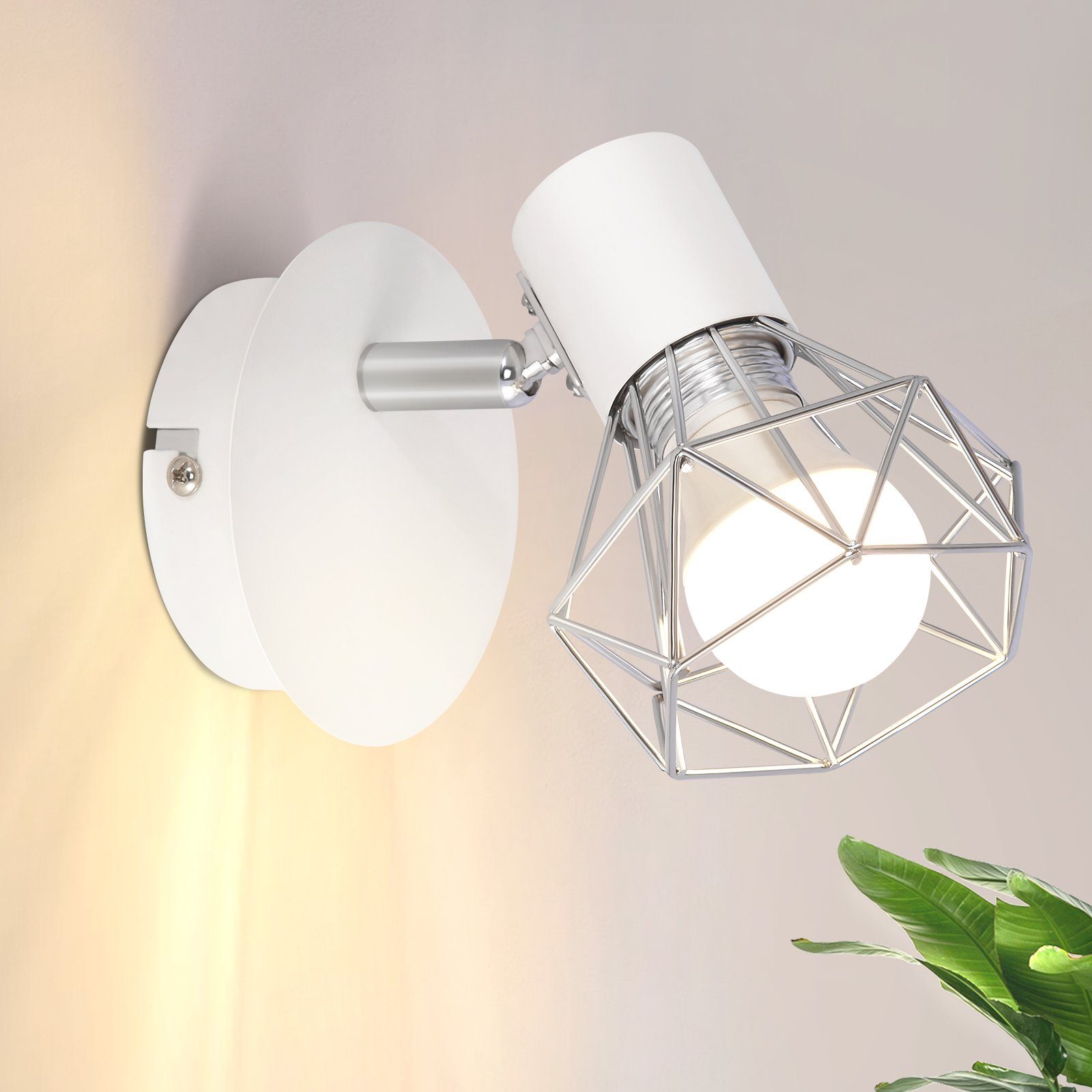 NETTLIFE Vintage valkoinen seinäkohdevalaisin E14 seinävalaisin säädettävä 350° retro metallinen lampunvarjostin baari ruokailuhuone hotelli max.