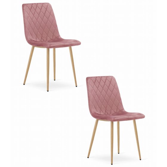 TURIN-tuoli - pinkki sametti / puunväriset jalat x 2