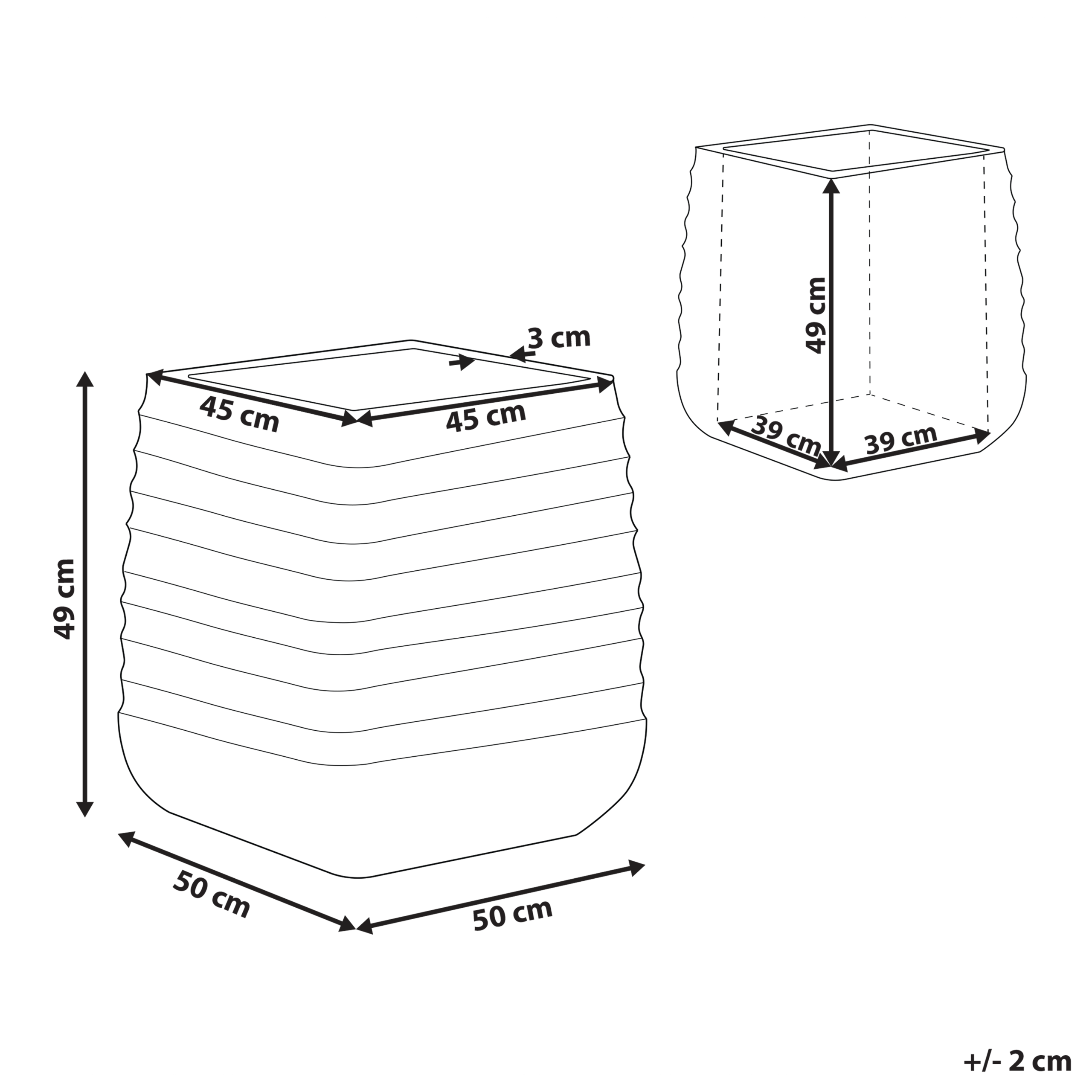 Kukkaruukku PARIKIA 50 cm Musta