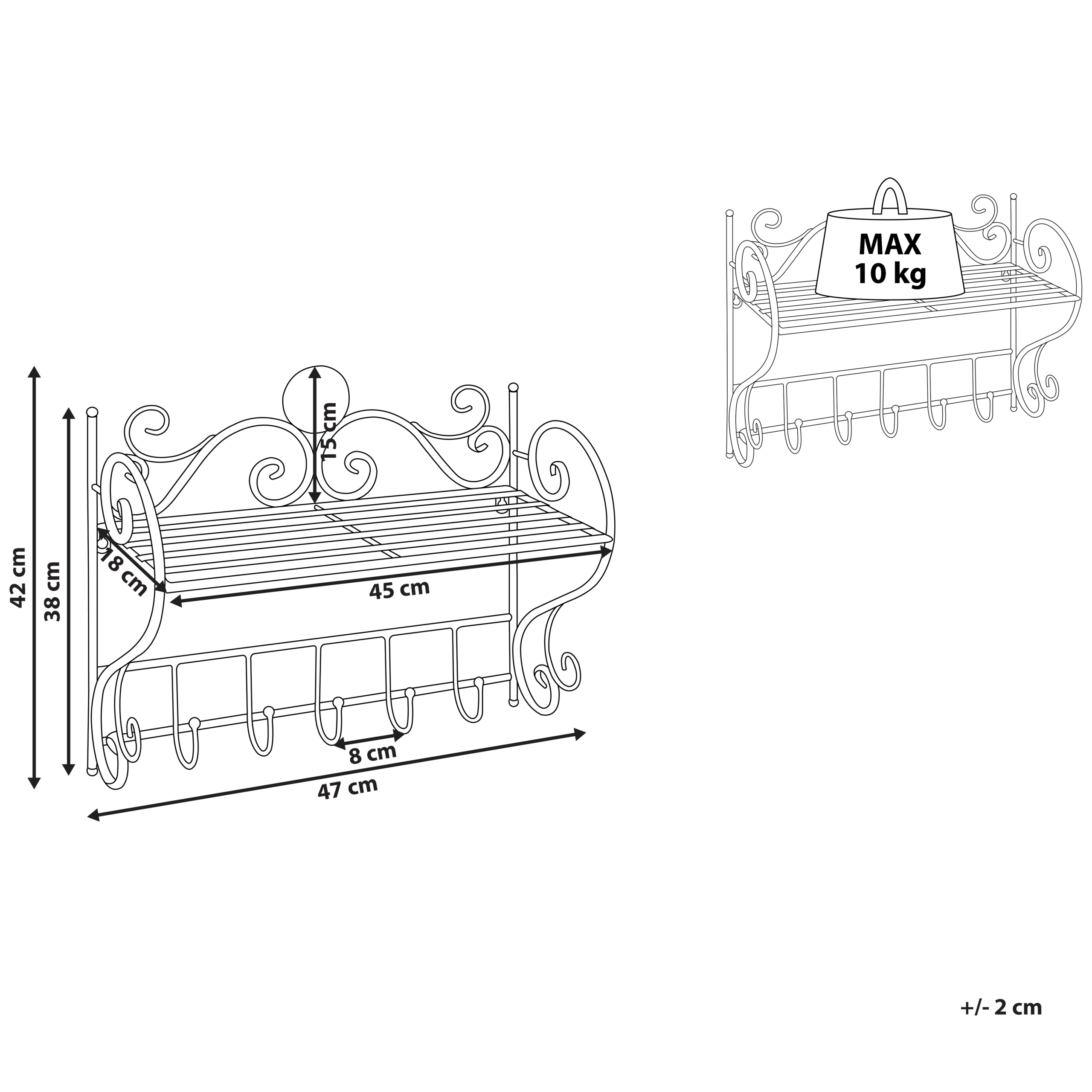 Seinähylly OSORNO metalli Harmaa