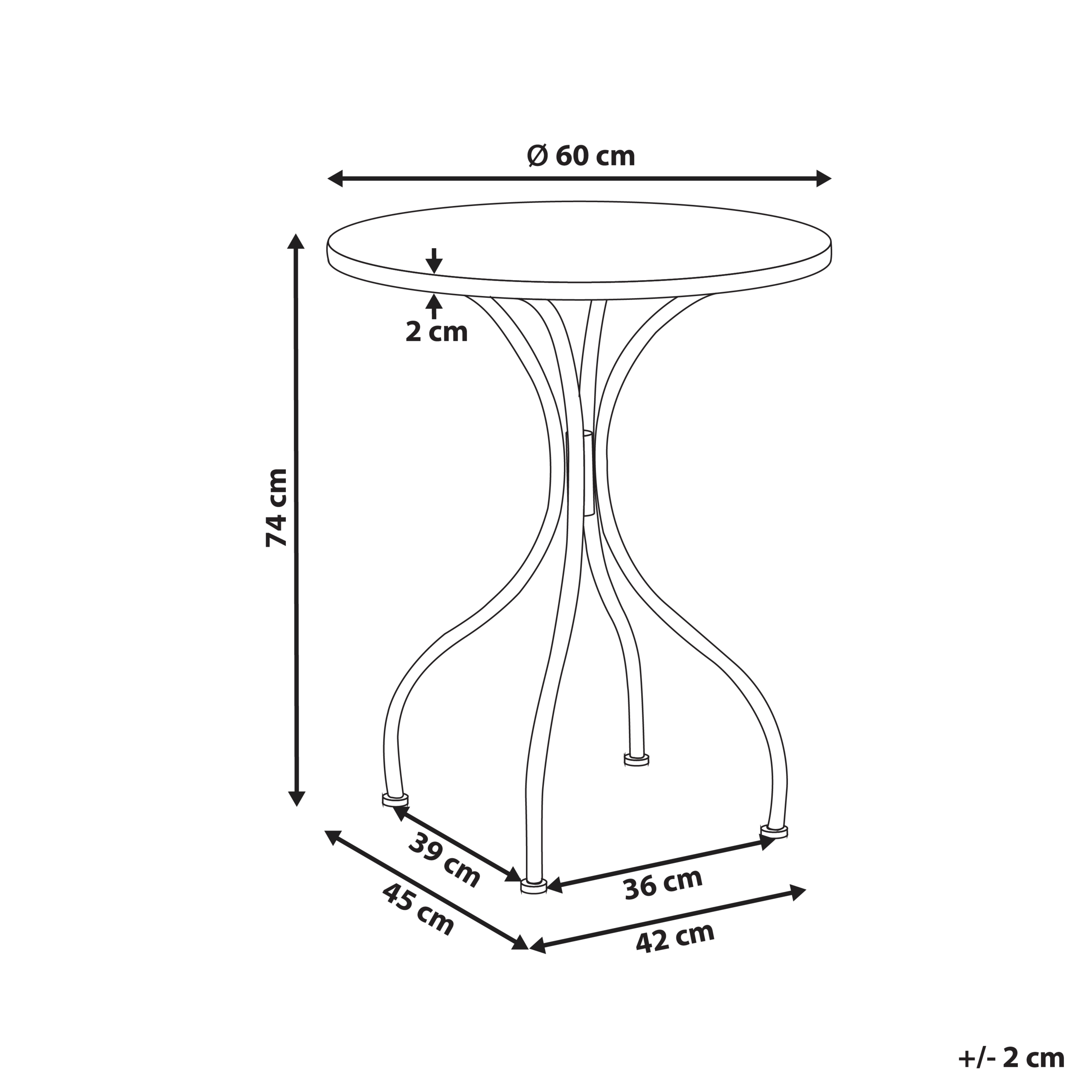 Bistropöytä ARTENA 60 cm 60 cm Terrazzo-kuvio metalli Musta