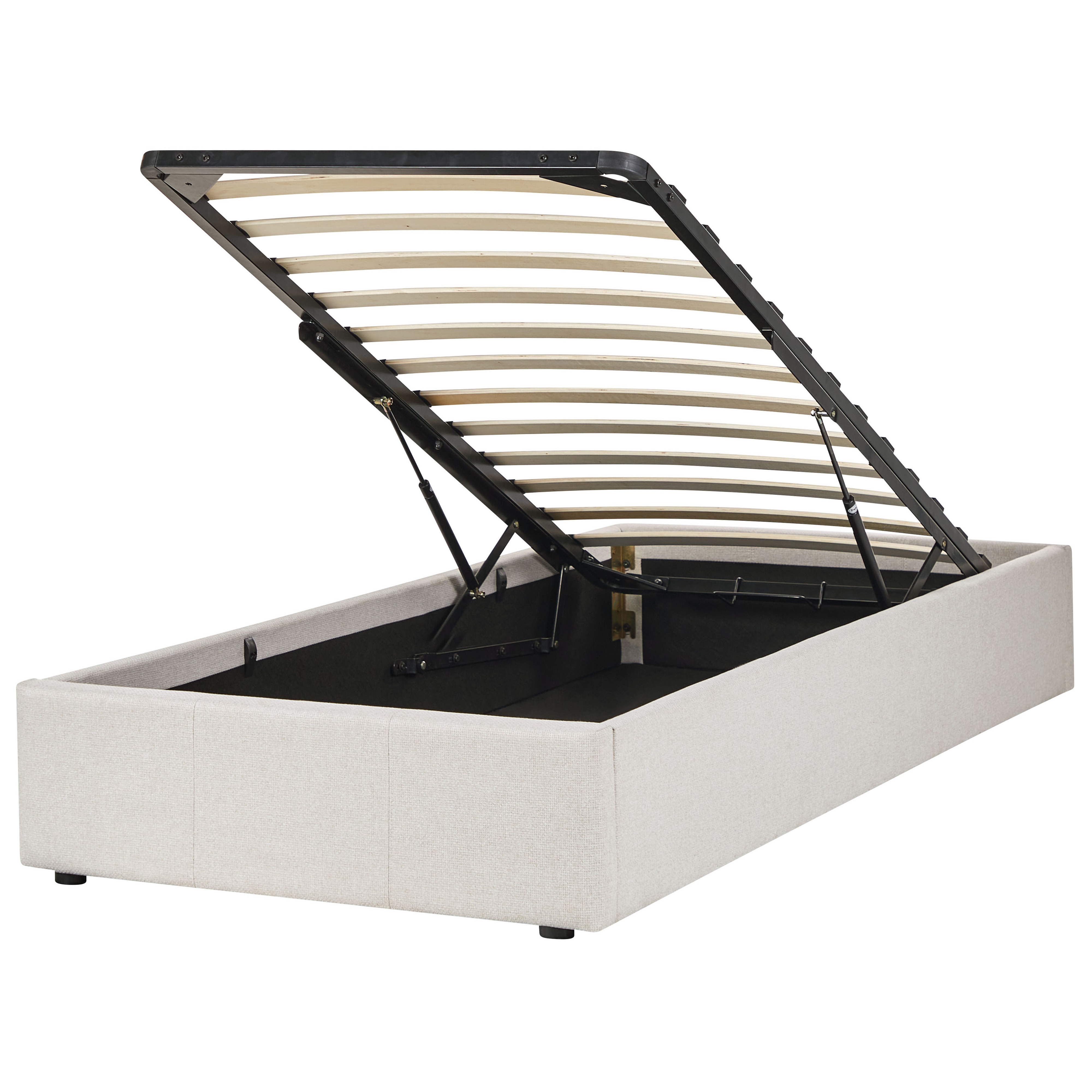 Sänky kangas säilytystila vaaleanbeige 90 x 200 cm DINAN