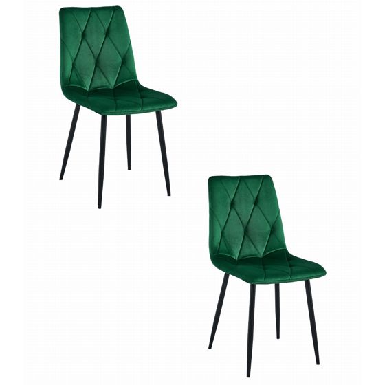 LIBRA-tuoli, tummanvihreä sametti, mustat jalat (2 kpl)