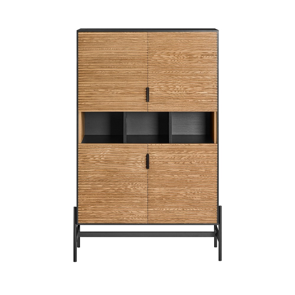 SoBuy Vitriinisenkki Pöytäkaappi Keittiökaappi korkea kaappi HFSB03-SCH