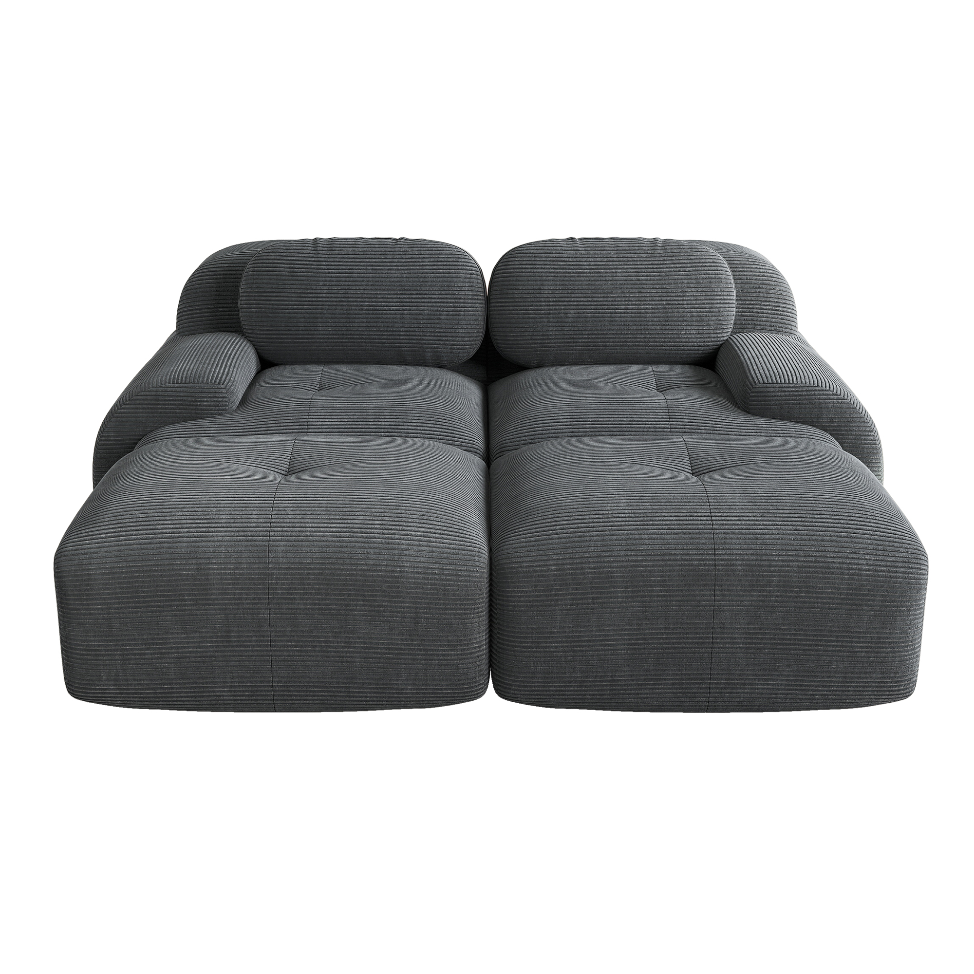 moduulisohva 2-paikkainen harmaa korduroy ergonominen rutschfeste