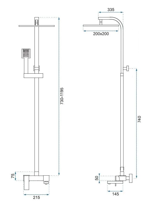 REA suihkusetti NAVARO kromi, 45X20X119,5CM