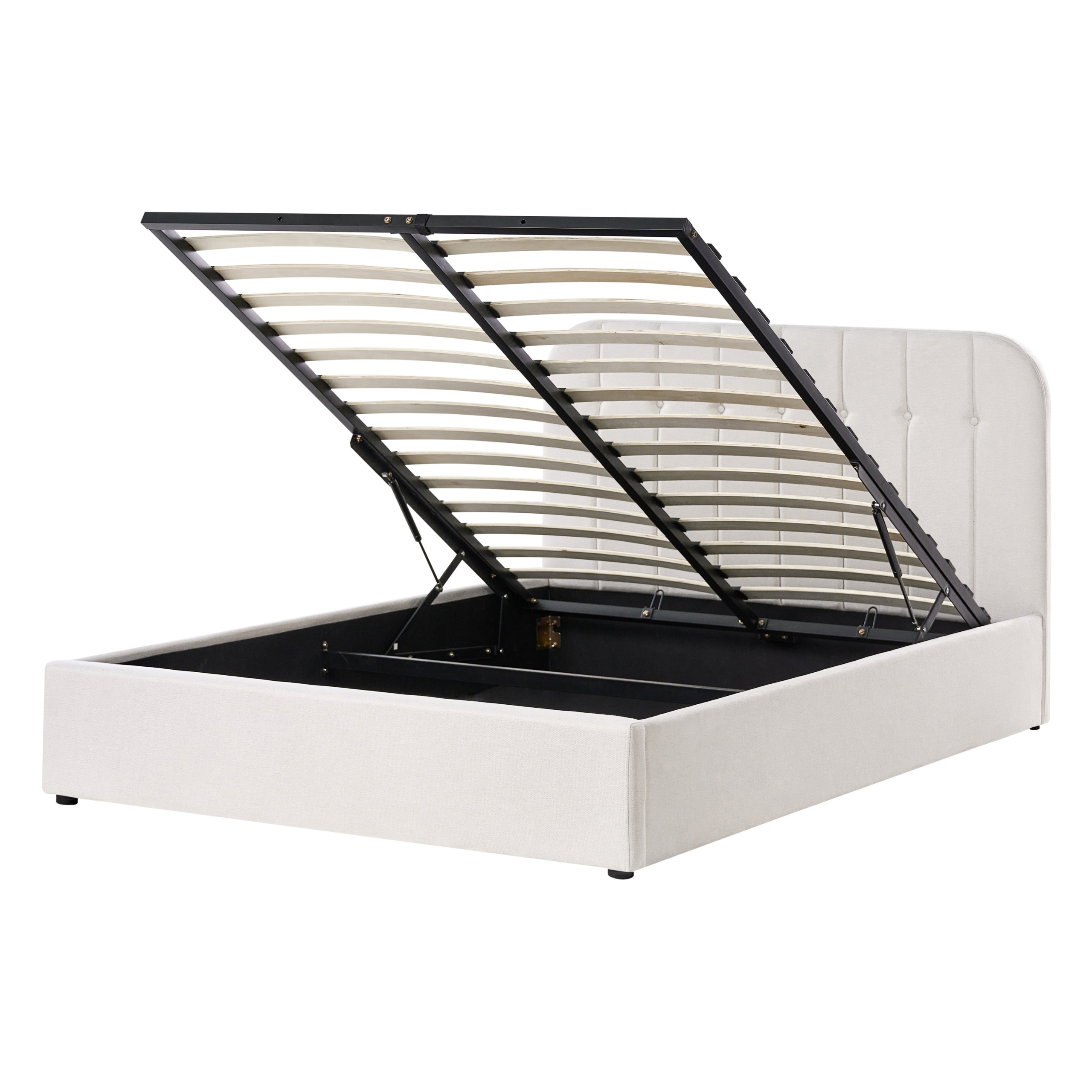 Sänky säilytystilalla kangas CHALLANS 140 x 200 cm Luonnonvalkoinen