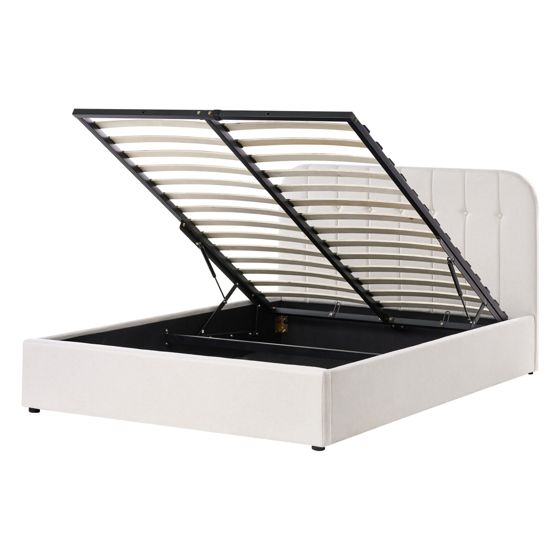 Sänky säilytystilalla kangas CHALLANS 140 x 200 cm Luonnonvalkoinen