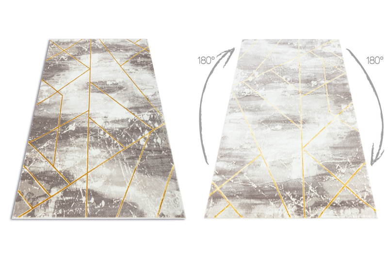 Matto CORE 1818 Geometrinen - rakenteellinen, kaksi kerrosta fleeceä, norsunluu / kulta- 140x190 cm