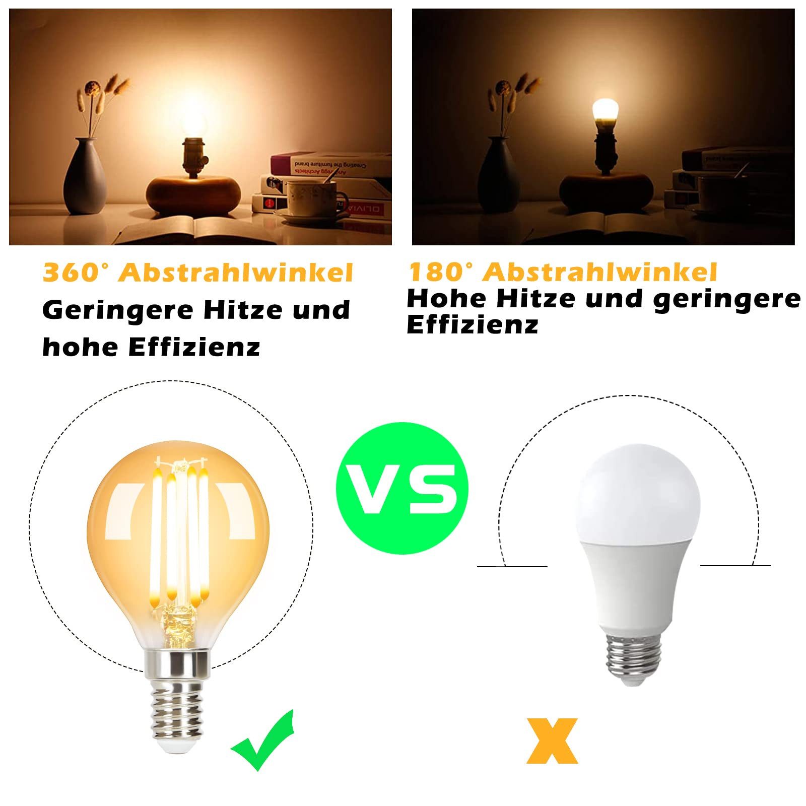 ZMH 6er Edison LED Vintage LED-lamppu - G45 2700k E14