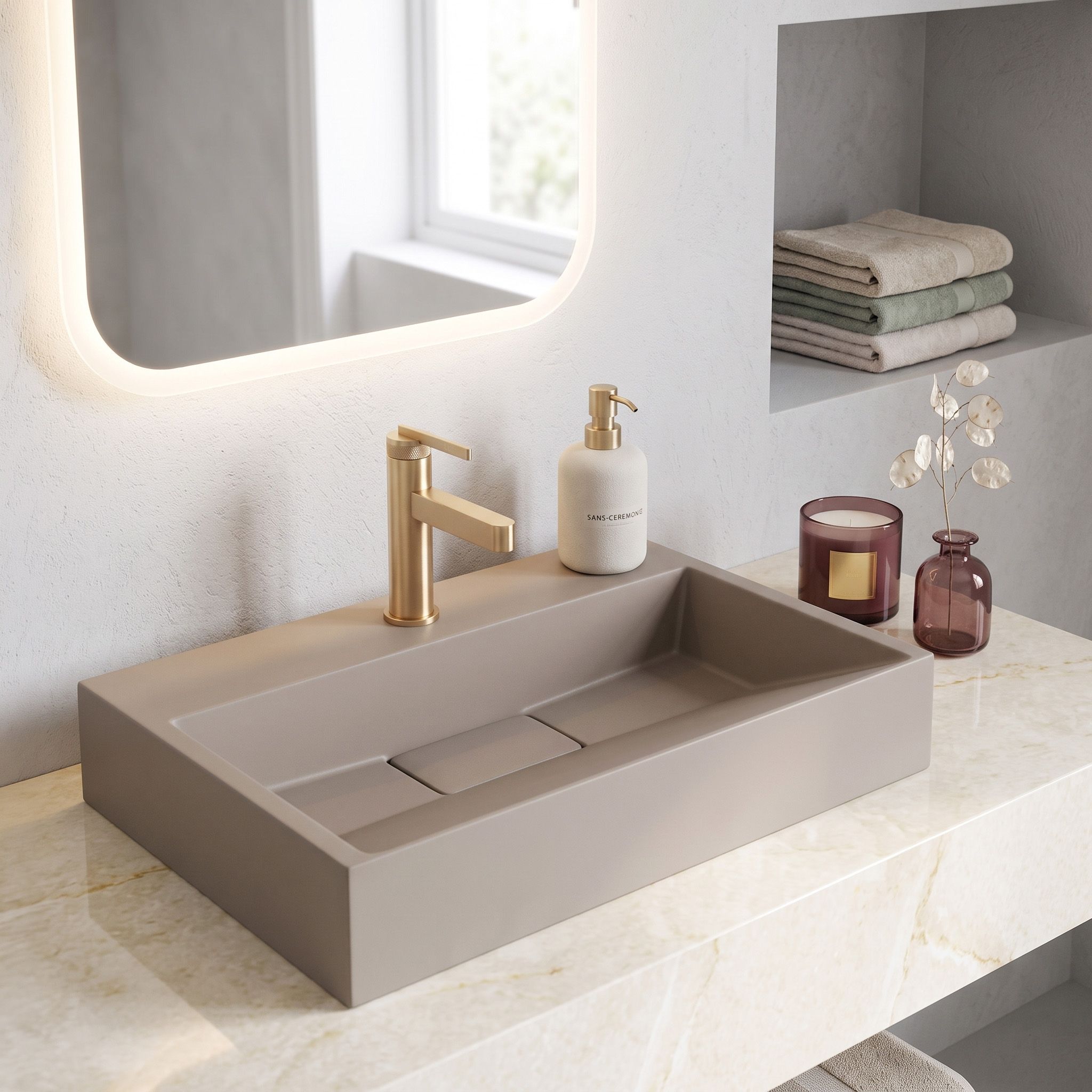 REA komposiittiallas GOYA beige, 60x37x14cm