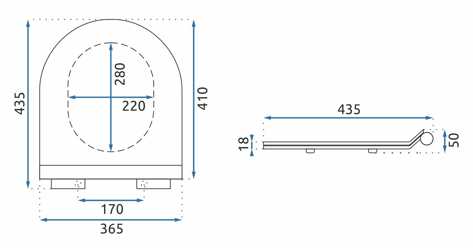 REA WC-istuin C003 GRANIT kiiltävä DUROPLAST/SLIM/ZM valkoinen, 41X36,5X5CM