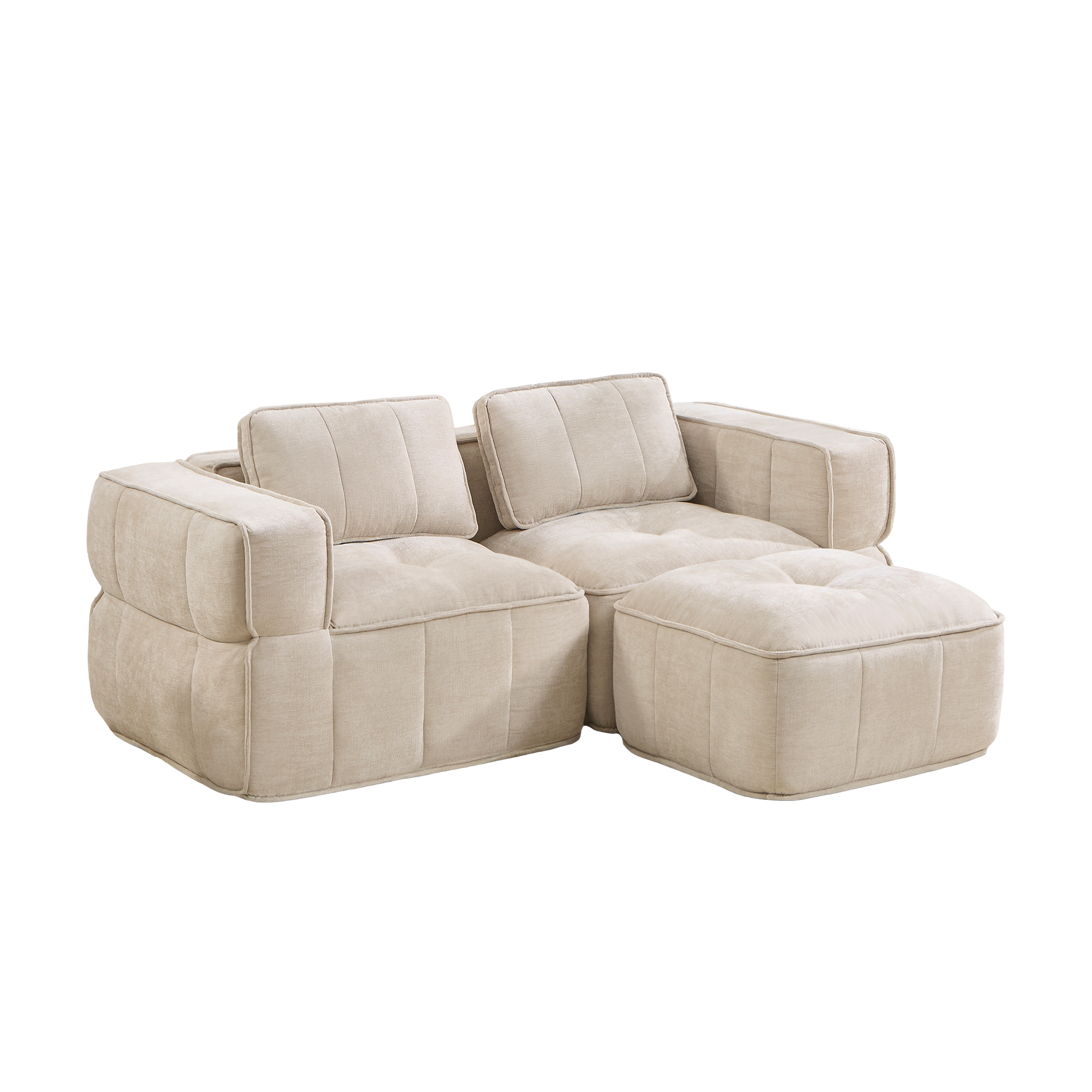 moduulisohva 2-paikkainen beige kangas moderni säilytystilalla varustettu