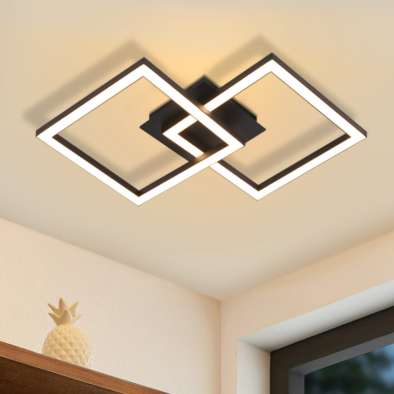 NETTLIFE LED - kattovalaisin, 24W, musta, moderni, muotoilu, lämmin Valkoinen, neliö, olohuoneeseen, makuuhuoneeseen Keittiöön Käytävään