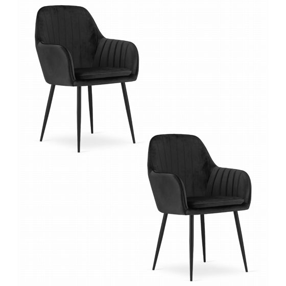 LUGO-tuoli, musta sametti, mustat jalat (2 kpl)