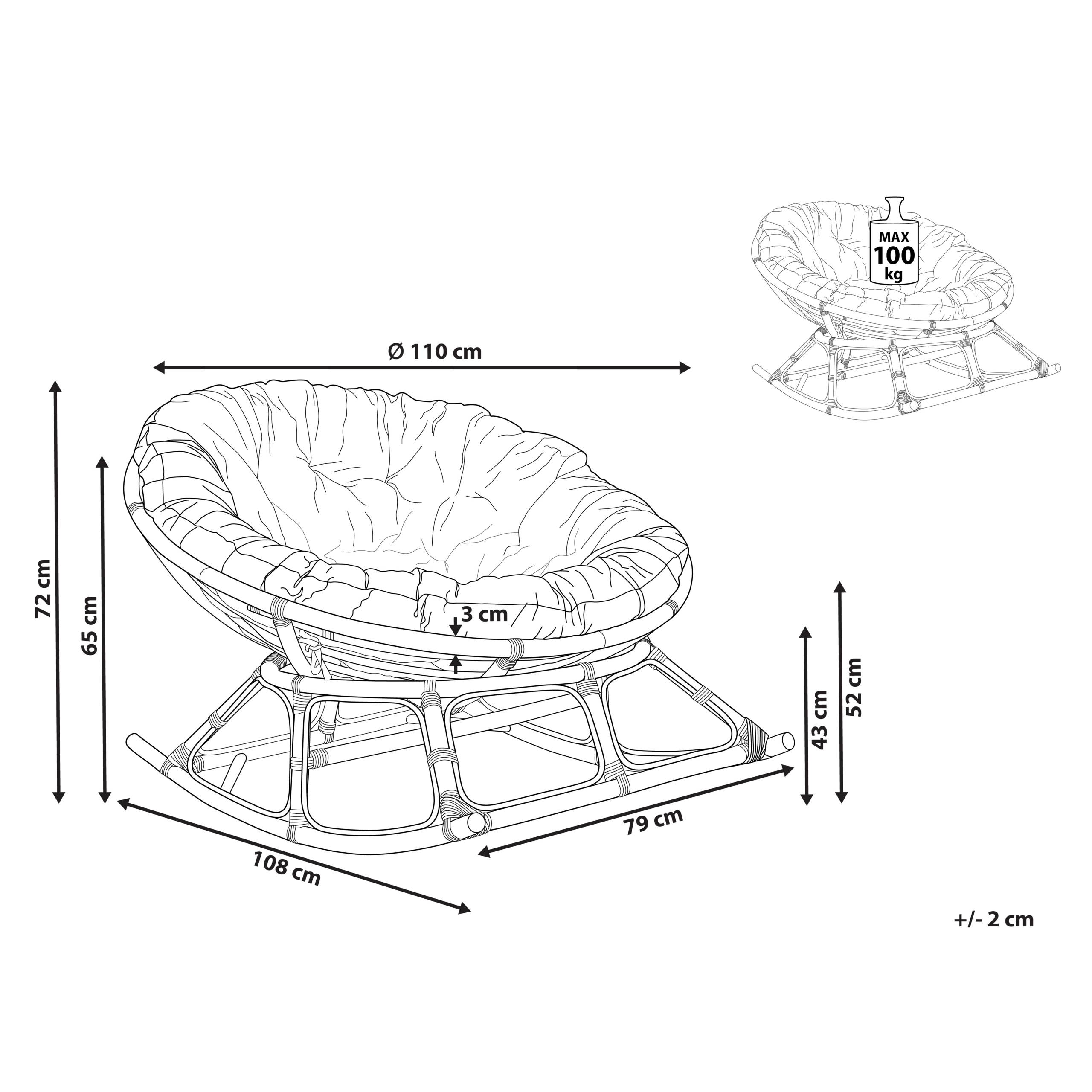 Keinutuoli ORVIETO rottinki Luonnonväri