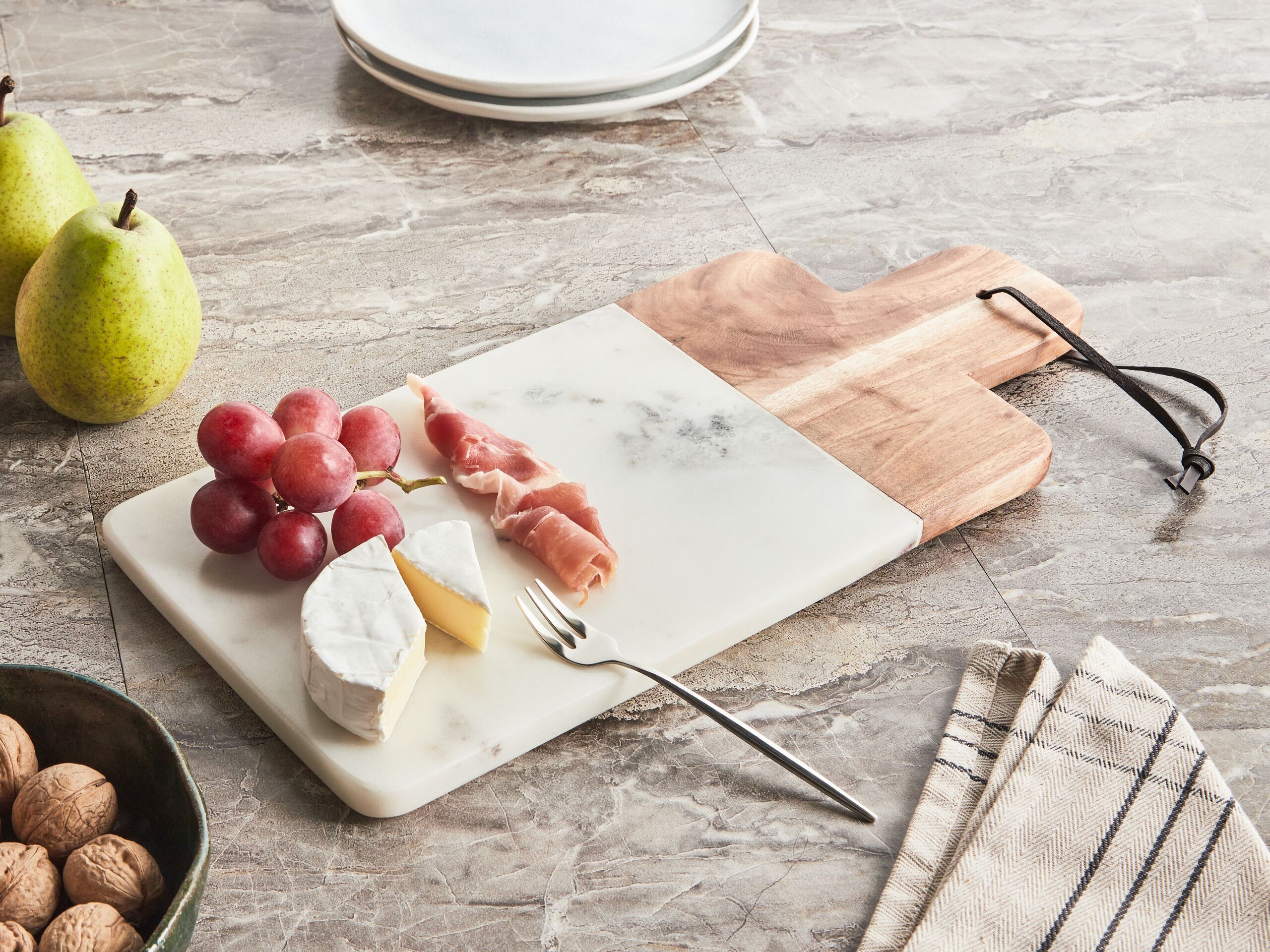 Tarjotin VOLOS kivi Valkoinen marmorikuvio