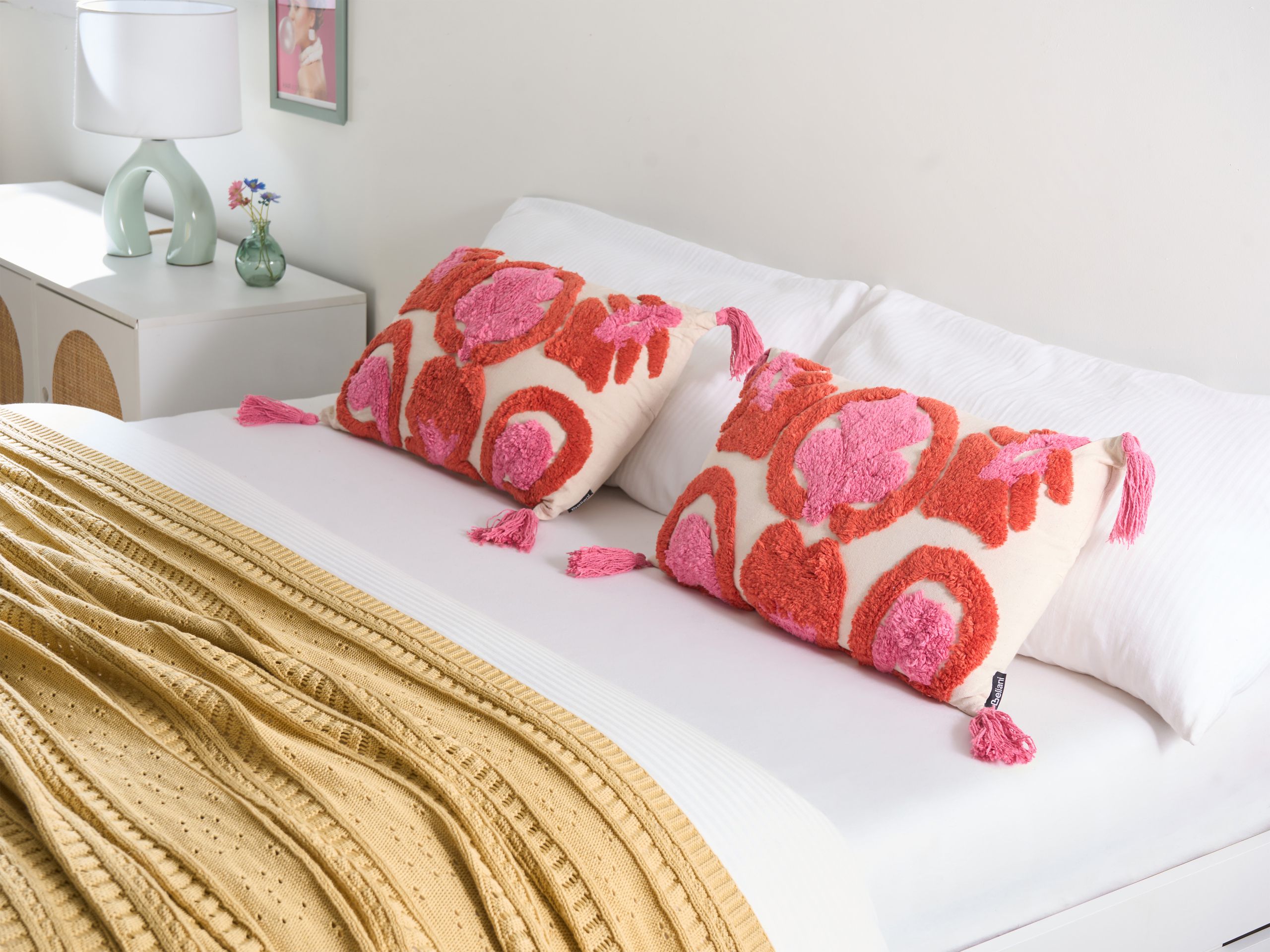 Koristetyynysetti 2 kpl FRAKSINUS puuvilla 30 x 50 cm Vaaleanpunainen Geometrinen kuvio