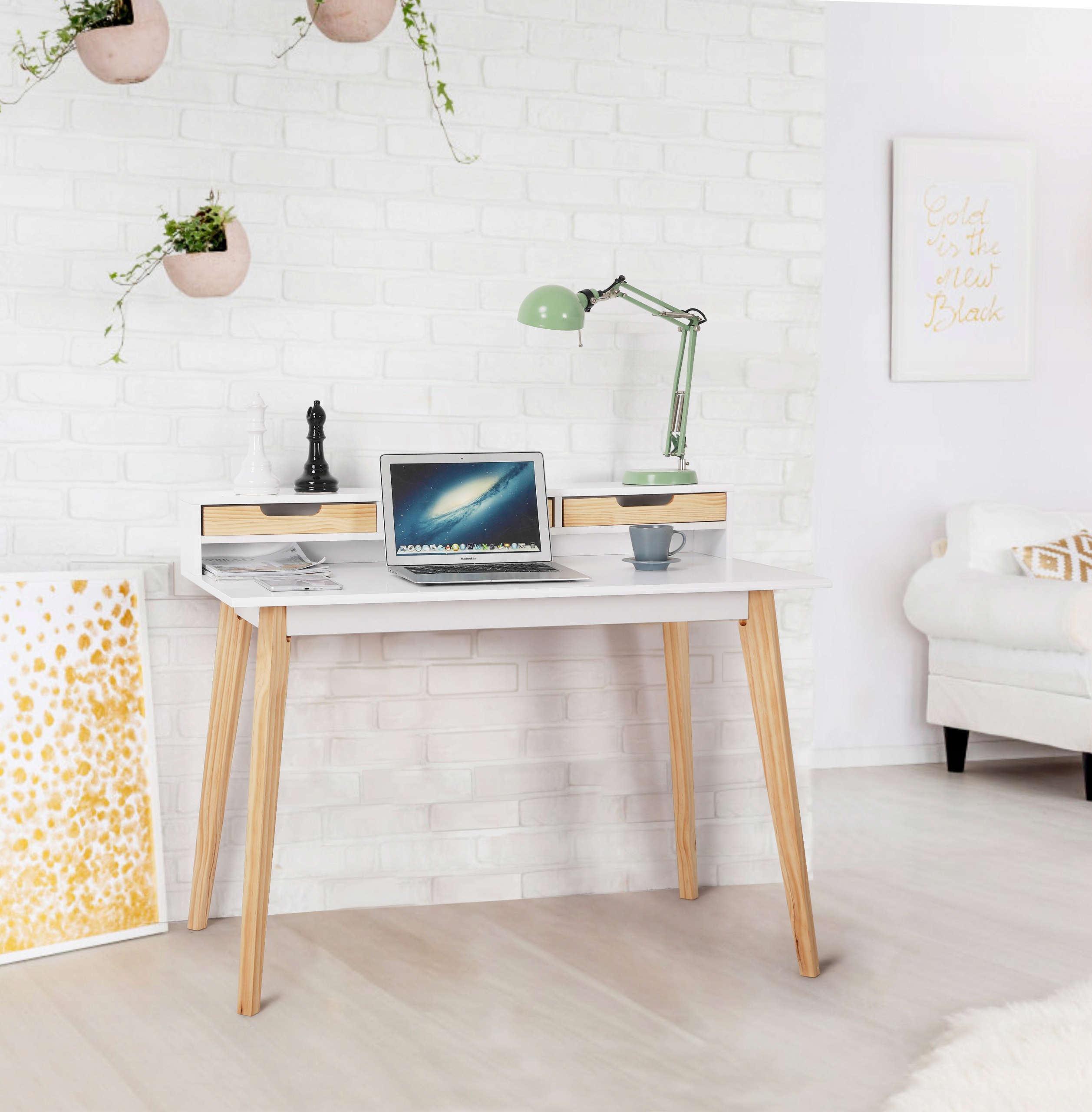 ELEGANTTI TYÖPÖYTÄ toimistoon, moderni, suuret tietokonelaatikot