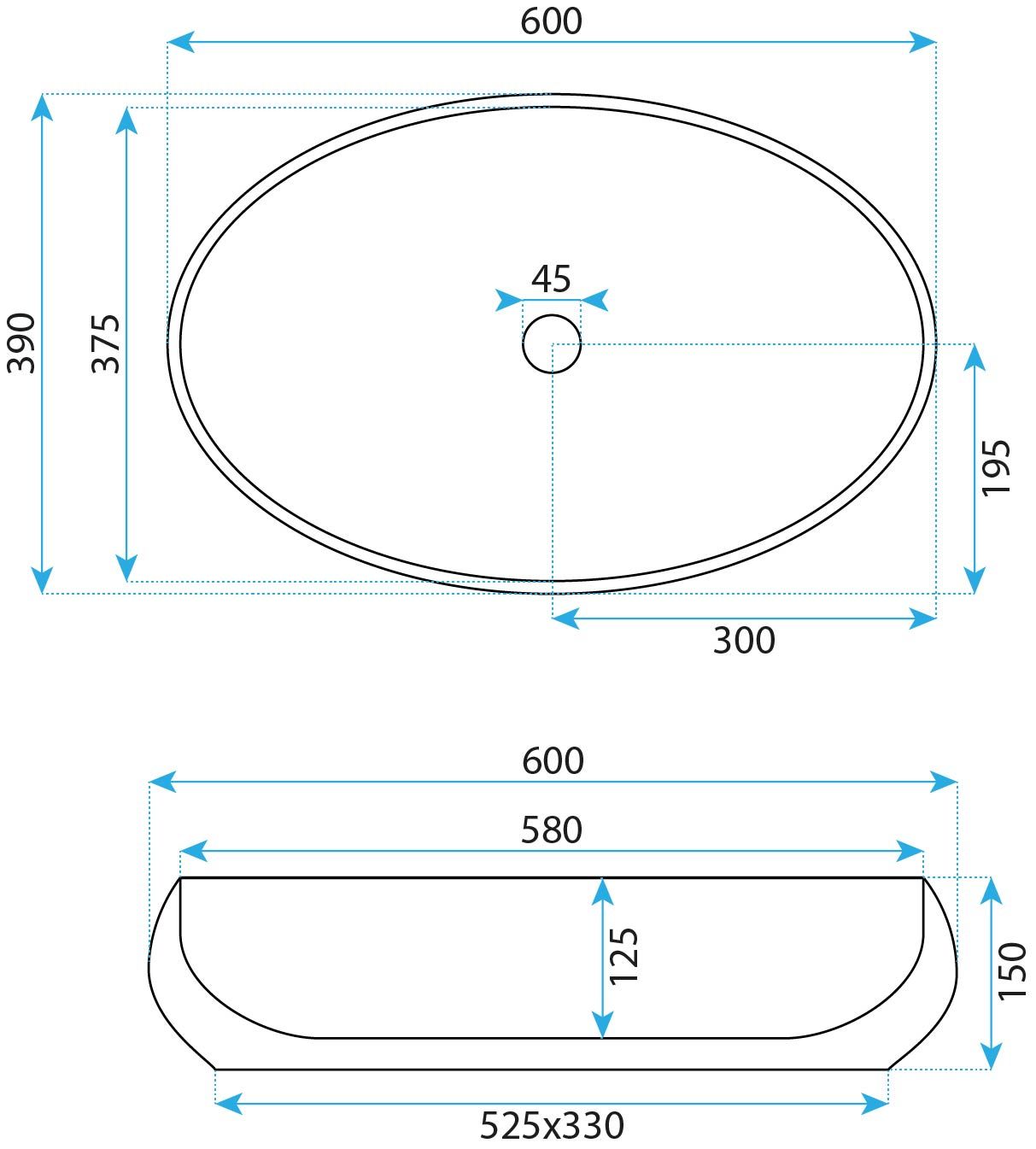 REA Malja-allas MAYA valkoinen, 60X39X15CM