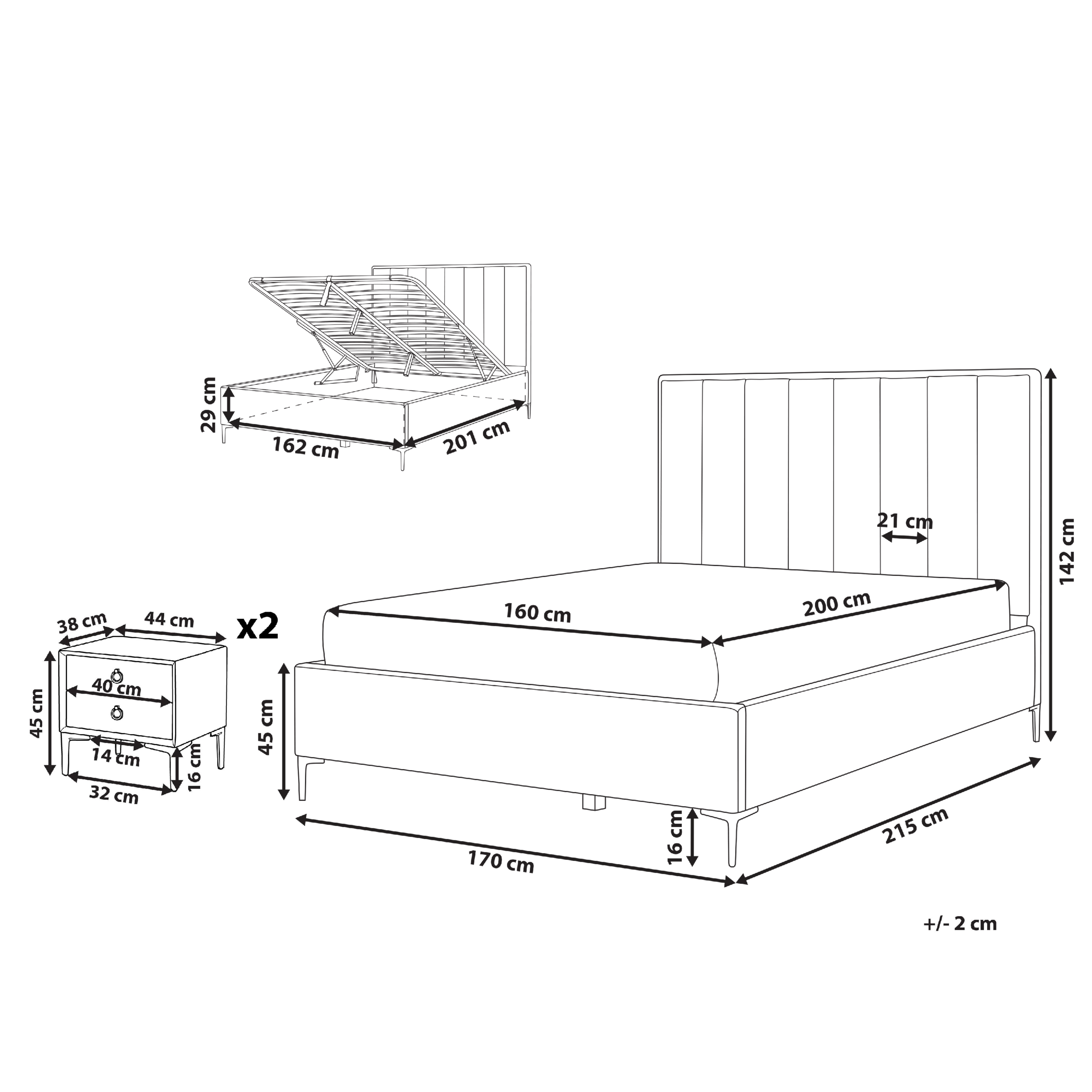 Makuuhuonesetti sametti SEZANNE 160 x 200 cm Ruskeanharmaa