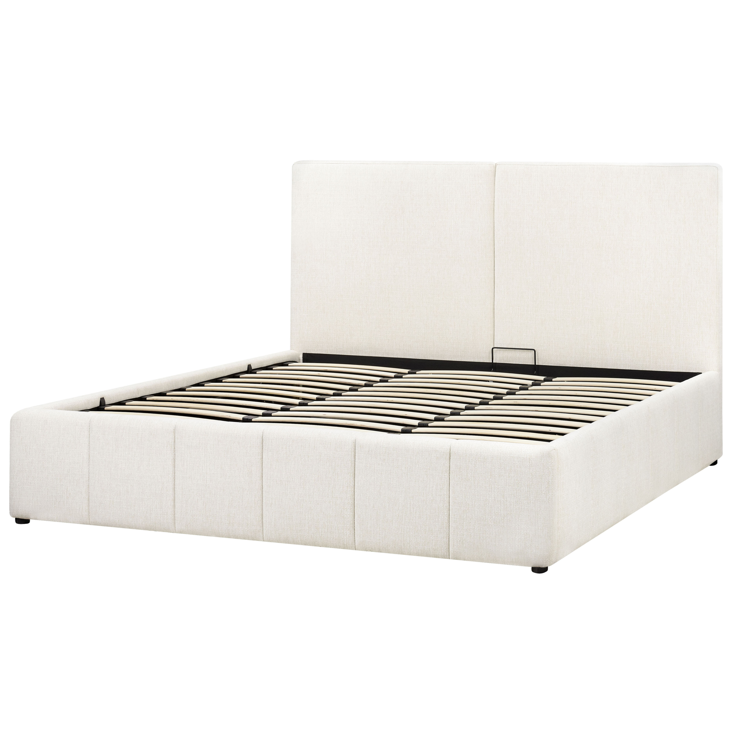 Sänky säilytystilalla kangas CASTELNAVET 180 x 200 cm Luonnonvalkoinen