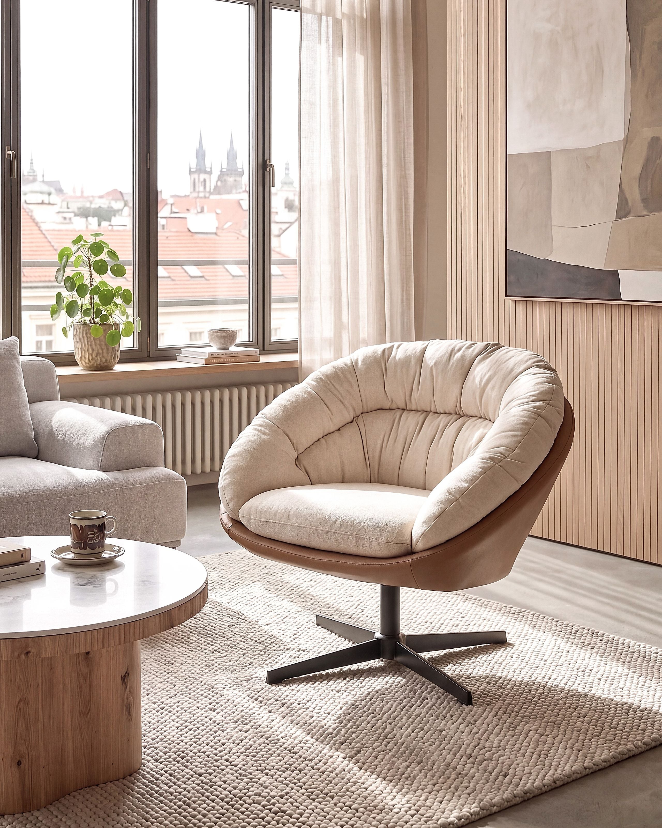 Nojatuoli pyörivä TRANUM  Kangas Beige