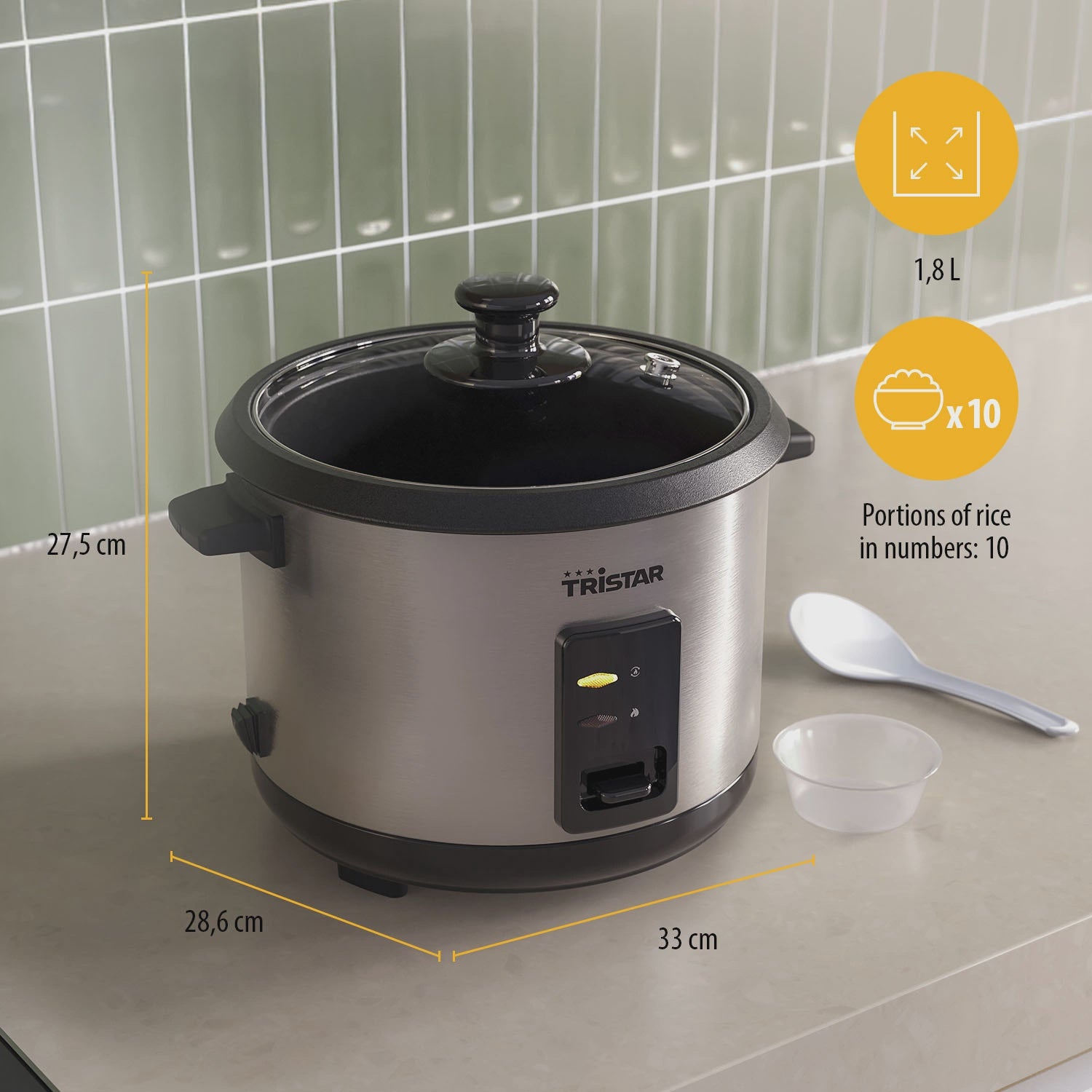 Riisinkeitin 1,8 l 700 W tarttumattomalla kattilalla ja lämpötoiminnolla