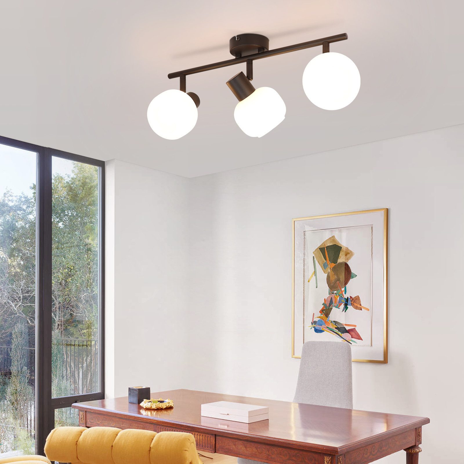 NETTLIFE musta kattokohdevalaisin E14 vintage - lasivarjostin sisätiloihin, moderni kohdevalaisin makuuhuoneeseen, olohuoneeseen