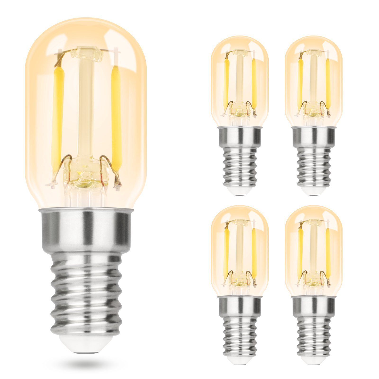 NETTLIFE 4 kpl E14 LED-lamppuja, viileän valkoisia, vintage-lamppuja, T22 2W, retro Edison, 6000K, energiansäästölamppu, jääkaappikanta