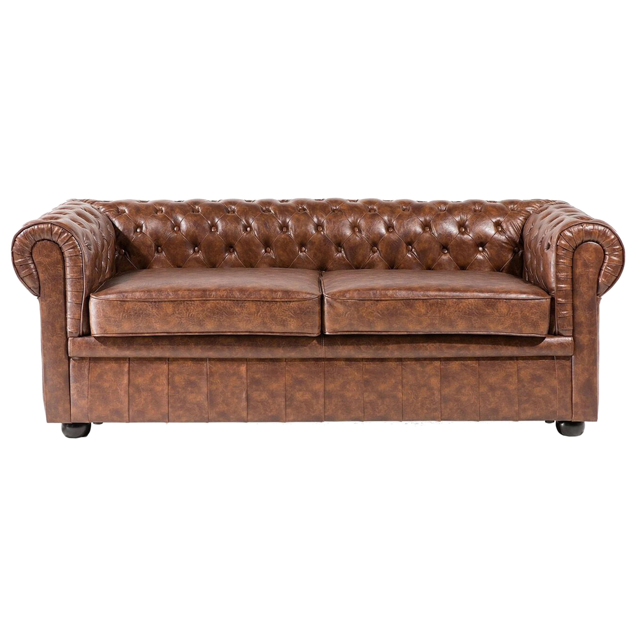 Sohva 3-istuttava CHESTERFIELD Keinonahka Kullanruskea