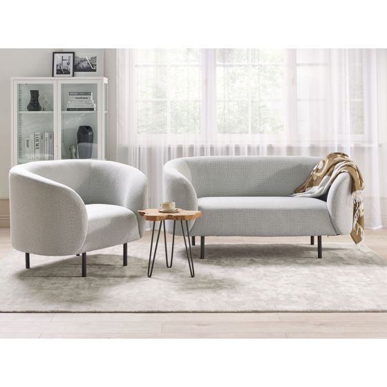 Sohvaryhmä 3-istuttava LOEN kangas Musta/valkoinen