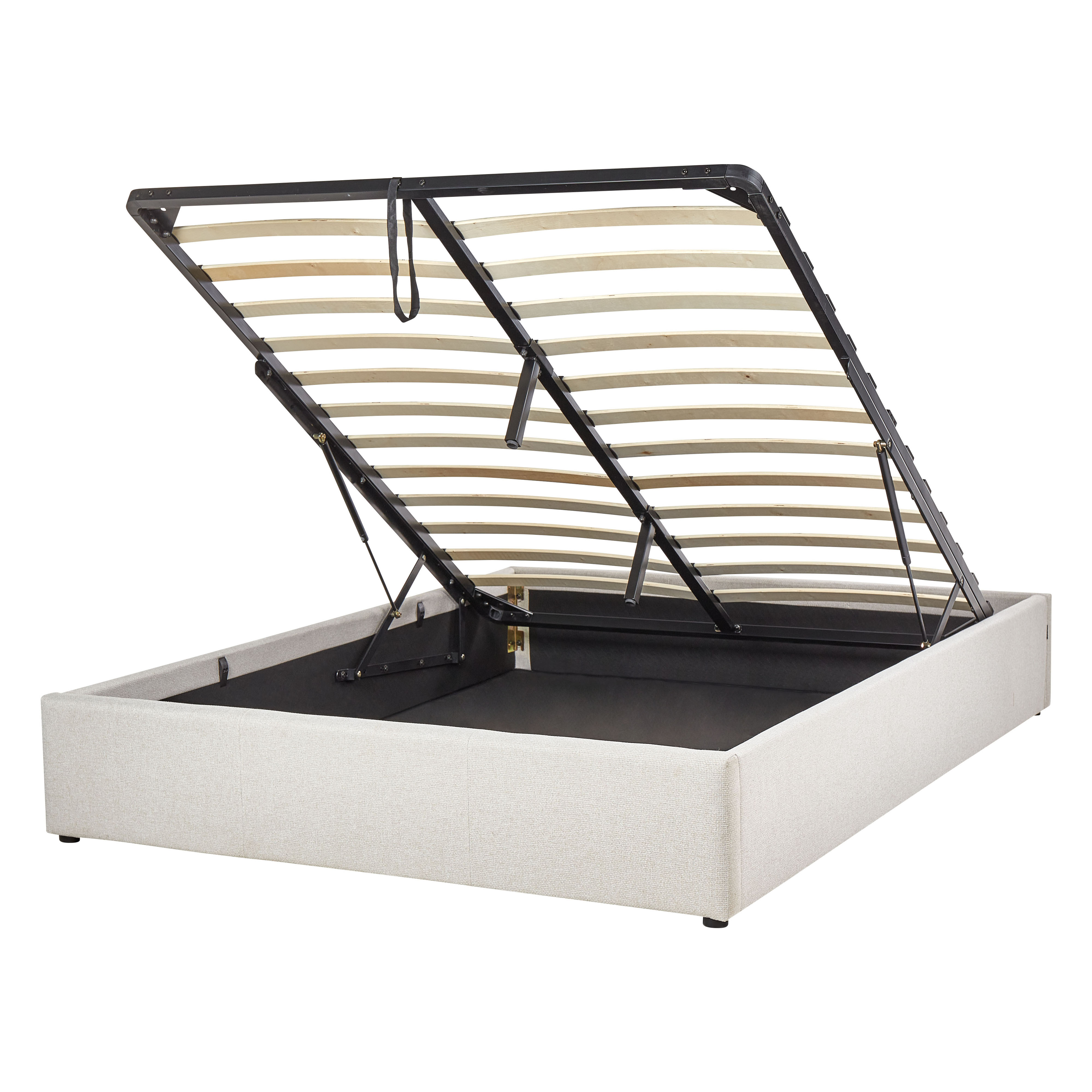 Sänky säilytystilalla kangas DINAN 140 x 200 cm Vaaleanbeige