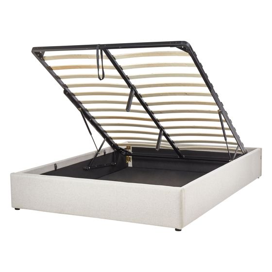 Sänky säilytystilalla kangas DINAN 140 x 200 cm Vaaleanbeige