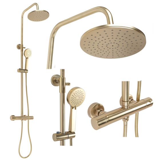 REA suihkusetti PAROT THERMOSTAT harjattu kulta, 45X27X120CM