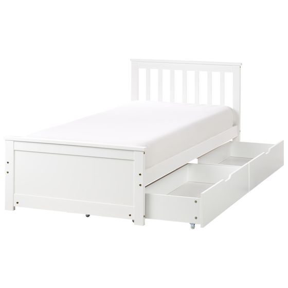 Sänky säilytyslaatikoilla mänty OLENDON 90 x 200 cm Valkoinen