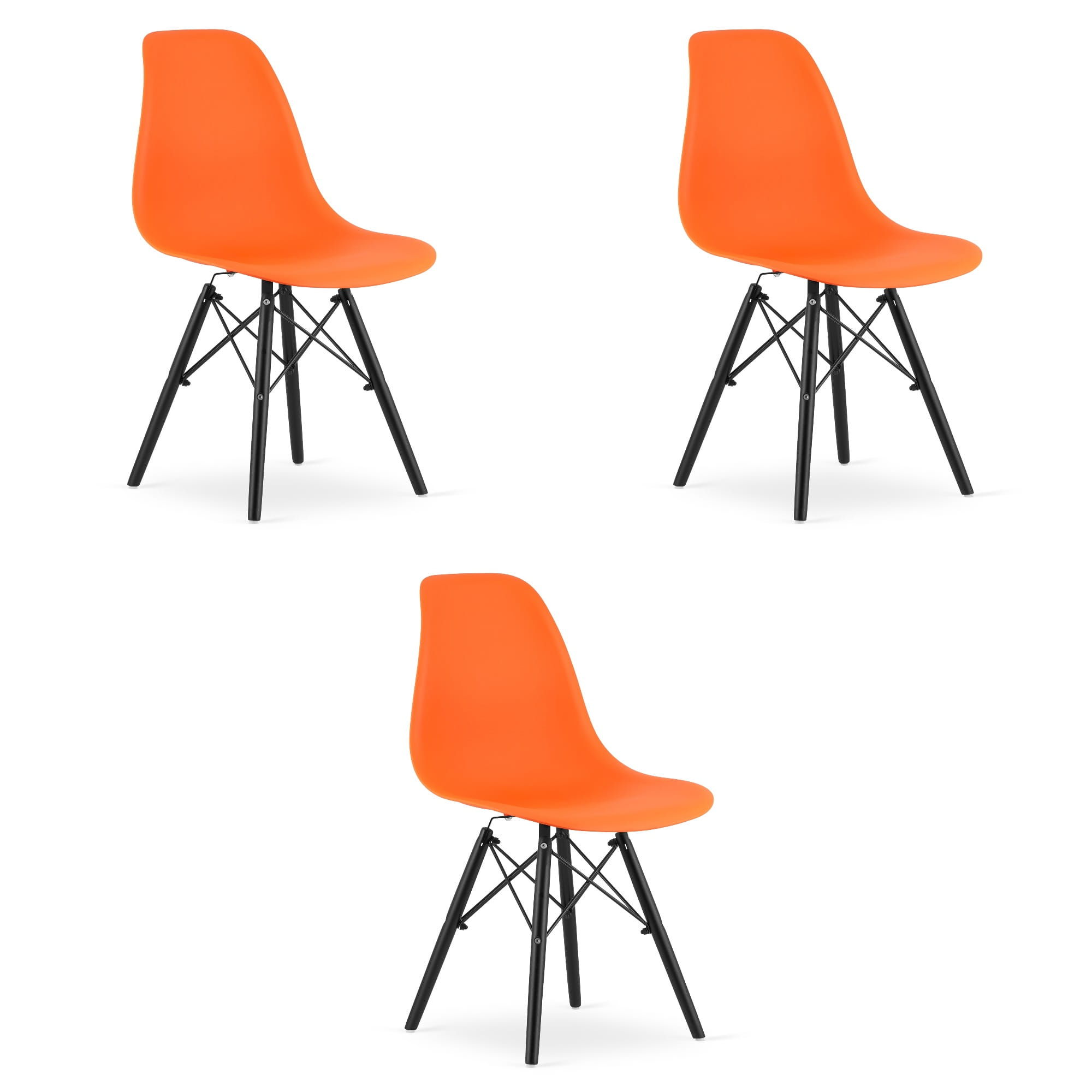 OSAKA-tuoli, oranssi, mustat jalat (3 kpl)