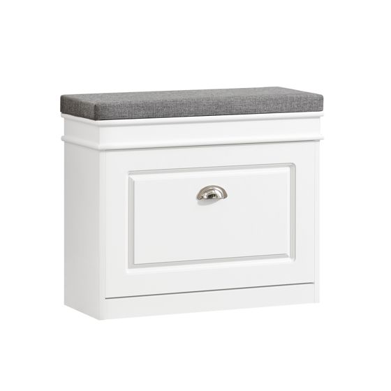 SoBuy Puinen säilytyspenkki FSR82-K-W - kestävää ja tilaa säästävää