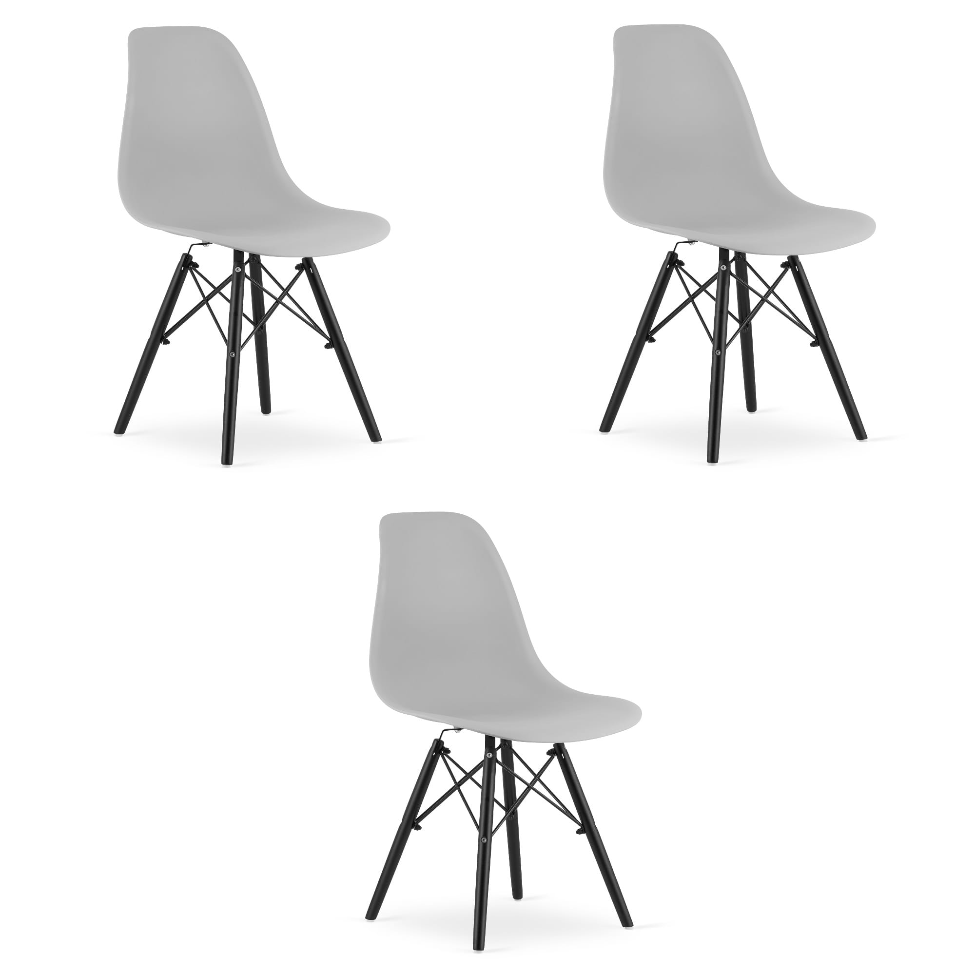 OSAKA-tuoli, harmaa, mustat jalat (3 kpl)